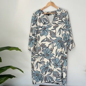 Karen Kane Floral Shift Dress EUC Off-White XL
